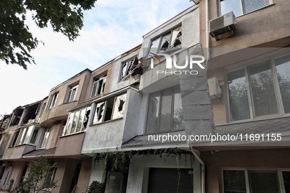 A residential building is damaged by the October 18 Russian missile strike in Odesa, Ukraine, on October 19, 2024. NO USE RUSSIA. NO USE BEL...