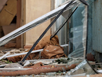 Smashed windowpanes are seen after the October 18 Russian missile strike in Odesa, Ukraine, on October 19, 2024. NO USE RUSSIA. NO USE BELAR...