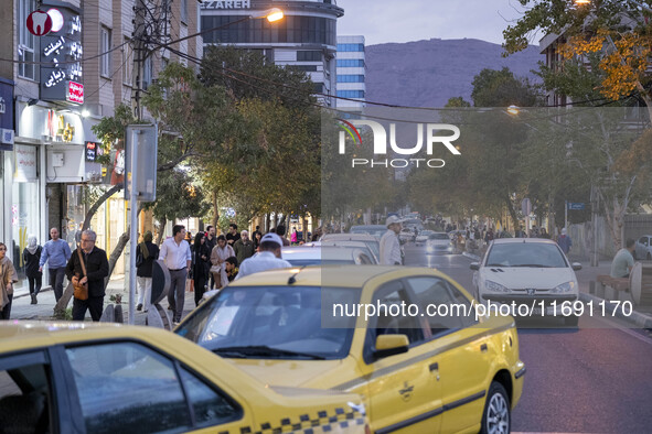 A general view of a street at sunset in the historical city of Tabriz, located 624 km (388 miles) northwest of Tehran in the Eastern Azerbai...