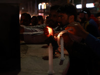 People from all walks of life protest against recent targeted killings of Indian laborers working in Ganderbal amid tight security in Baramu...