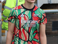 Emily Fox of Arsenal participates in the pre-match warm-up during the Barclays FA Women's Super League soccer match between West Ham United...