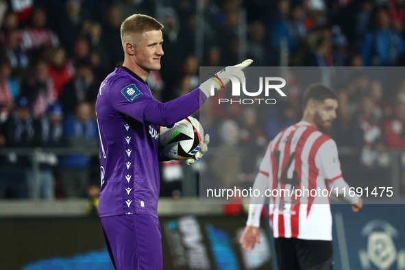 Bartosz Mrozek of Lech Poznan during Cracovia - Lech Poznan match of the Ekstraklasa Polish Football League, at Cracovia Stadium in Krakow,...