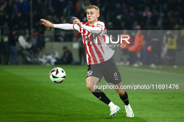 David Kristjan Olafsson of Cracovia during Cracovia - Lech Poznan match of the Ekstraklasa Polish Football League, at Cracovia Stadium in Kr...