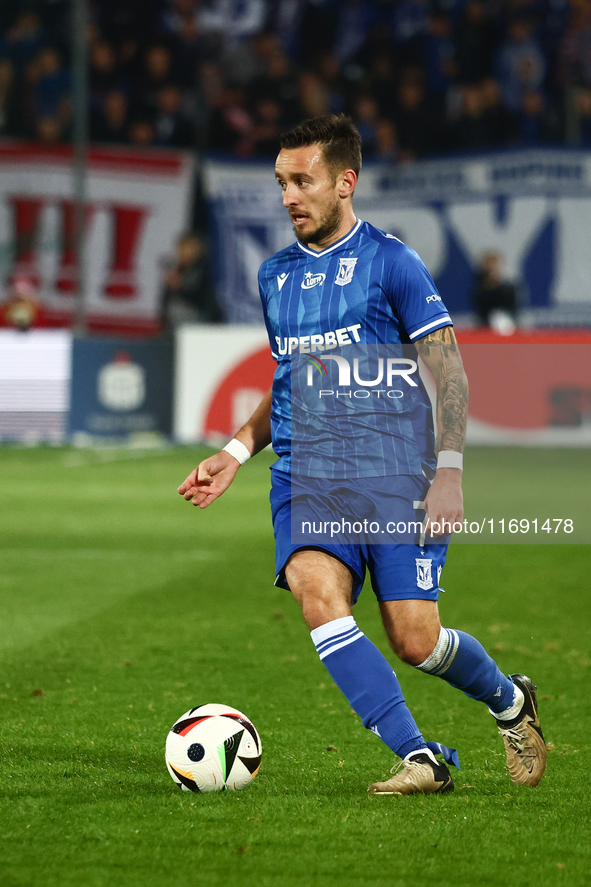 Afonso Sousa of Lech Poznan during Cracovia - Lech Poznan match of the Ekstraklasa Polish Football League, at Cracovia Stadium in Krakow, Po...