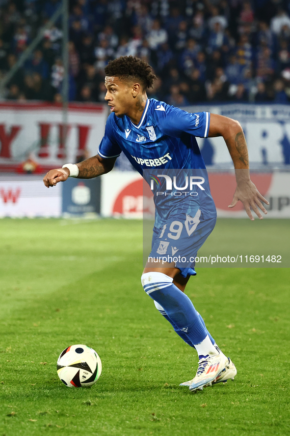 Bryan Fiabema of Lech Poznan during Cracovia - Lech Poznan match of the Ekstraklasa Polish Football League, at Cracovia Stadium in Krakow, P...