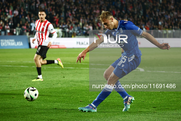 Michal Gurgul of Lech Poznan during Cracovia - Lech Poznan match of the Ekstraklasa Polish Football League, at Cracovia Stadium in Krakow, P...