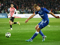 Michal Gurgul of Lech Poznan during Cracovia - Lech Poznan match of the Ekstraklasa Polish Football League, at Cracovia Stadium in Krakow, P...