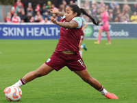 Manuela Pavi of West Ham United WFC is in action during the Barclays FA Women's Super League soccer match between West Ham United Women and...