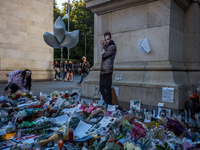 A memorial dedicated to former One Direction singer Liam Payne is at Washington Square Park in New York, New York, on October 21, 2021. Payn...