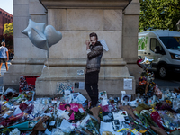 A memorial dedicated to former One Direction singer Liam Payne is at Washington Square Park in New York, New York, on October 21, 2021. Payn...