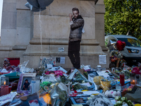 A memorial dedicated to former One Direction singer Liam Payne is at Washington Square Park in New York, New York, on October 21, 2021. Payn...