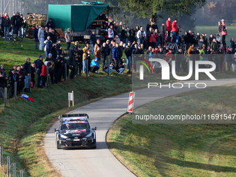 Kalle Rovanpera and co-driver Jonne Halttunen of the team Toyota Gazoo Racing WRT drive the Toyota GR Yaris Rally1 Hybrid. They face the fou...