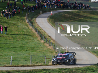 Kalle Rovanpera and co-driver Jonne Halttunen of the team Toyota Gazoo Racing WRT drive the Toyota GR Yaris Rally1 Hybrid. They face the fou...