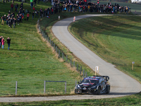 Kalle Rovanpera and co-driver Jonne Halttunen of the team Toyota Gazoo Racing WRT drive the Toyota GR Yaris Rally1 Hybrid. They face the fou...