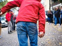 A CLAP Montmartre activist plays petanque on the road in front of the bowling green from which the association is expelled by the city of Pa...