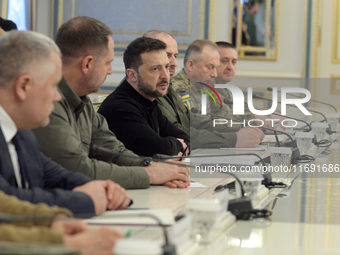 President of Ukraine Volodymyr Zelenskyy speaks during his meeting with US Secretary of Defense Lloyd Austin in Kyiv, Ukraine, on October 21...