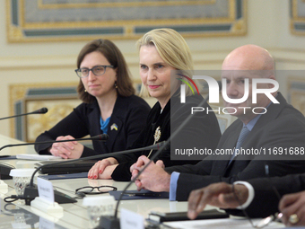 Ambassador Extraordinary and Plenipotentiary of the United States to Ukraine, Bridget Brink, is present during the meeting of US Secretary o...