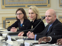 Ambassador Extraordinary and Plenipotentiary of the United States to Ukraine, Bridget Brink, is present during the meeting of US Secretary o...