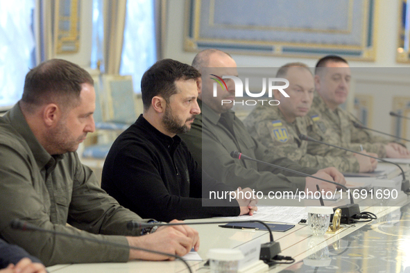 President of Ukraine Volodymyr Zelenskyy is seen during his meeting with US Secretary of Defense Lloyd Austin in Kyiv, Ukraine, on October 2...