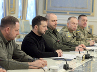 President of Ukraine Volodymyr Zelenskyy is seen during his meeting with US Secretary of Defense Lloyd Austin in Kyiv, Ukraine, on October 2...