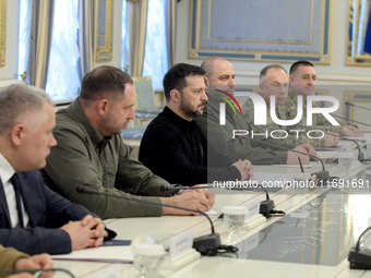 President of Ukraine Volodymyr Zelenskyy is seen during his meeting with US Secretary of Defense Lloyd Austin in Kyiv, Ukraine, on October 2...