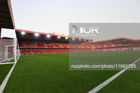 General view inside the City Ground during the Premier League match between Nottingham Forest and Crystal Palace at the City Ground in Notti...