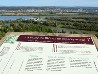 An aerial view shows the Rhone and the Saint Pierre de Boeuf hydraulic dam in the Loire after the floods on October 21, 2024. (