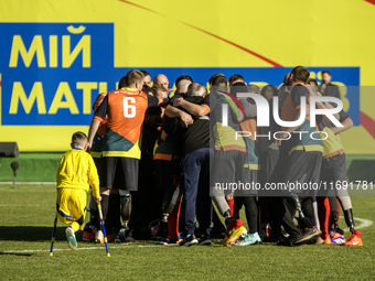 A football match takes place in Kyiv, Ukraine, on October 20, 2024, with the participation of veterans of the Russian-Ukrainian war, patient...