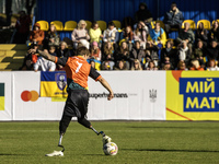 A football match takes place in Kyiv, Ukraine, on October 20, 2024, with the participation of veterans of the Russian-Ukrainian war, patient...