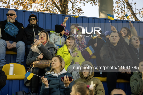 A football match takes place in Kyiv, Ukraine, on October 20, 2024, with the participation of veterans of the Russian-Ukrainian war, patient...