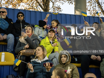 A football match takes place in Kyiv, Ukraine, on October 20, 2024, with the participation of veterans of the Russian-Ukrainian war, patient...