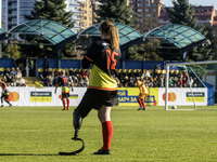 A football match takes place in Kyiv, Ukraine, on October 20, 2024, with the participation of veterans of the Russian-Ukrainian war, patient...