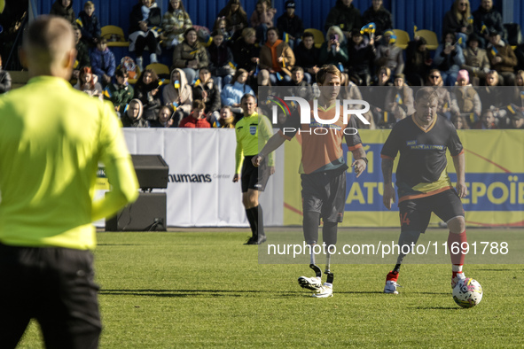 A football match takes place in Kyiv, Ukraine, on October 20, 2024, with the participation of veterans of the Russian-Ukrainian war, patient...