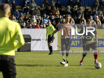 A football match takes place in Kyiv, Ukraine, on October 20, 2024, with the participation of veterans of the Russian-Ukrainian war, patient...