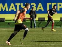 A football match takes place in Kyiv, Ukraine, on October 20, 2024, with the participation of veterans of the Russian-Ukrainian war, patient...