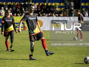 A football match takes place in Kyiv, Ukraine, on October 20, 2024, with the participation of veterans of the Russian-Ukrainian war, patient...