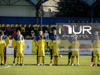 A football match takes place in Kyiv, Ukraine, on October 20, 2024, with the participation of veterans of the Russian-Ukrainian war, patient...