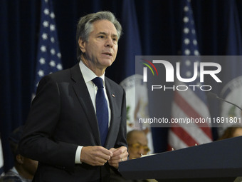 US State Department Secretary Antony Blinken delivers remarks and presents awards during a Secretary of State's Award for Global Anti-Racism...