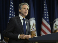 US State Department Secretary Antony Blinken delivers remarks and presents awards during a Secretary of State's Award for Global Anti-Racism...