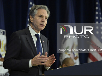 US State Department Secretary Antony Blinken delivers remarks and presents awards during a Secretary of State's Award for Global Anti-Racism...