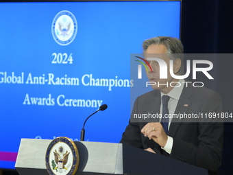 US State Department Secretary Antony Blinken delivers remarks and presents awards during a Secretary of State's Award for Global Anti-Racism...