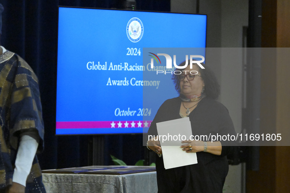 US State Department Secretary Antony Blinken awards Afro-Mexican feminist Tanya Duarte during a Secretary of State's Award for Global Anti-R...