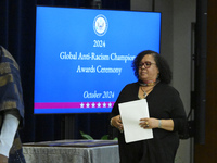 US State Department Secretary Antony Blinken awards Afro-Mexican feminist Tanya Duarte during a Secretary of State's Award for Global Anti-R...