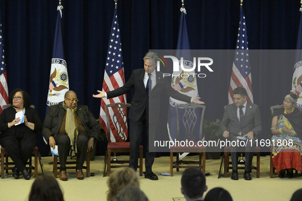 US State Department Secretary Antony Blinken delivers remarks and presents awards during a Secretary of State's Award for Global Anti-Racism...