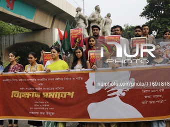 Students take part in a protest against recent child rape, demanding justice and punishment in all rape cases in Dhaka, Bangladesh, on Octob...