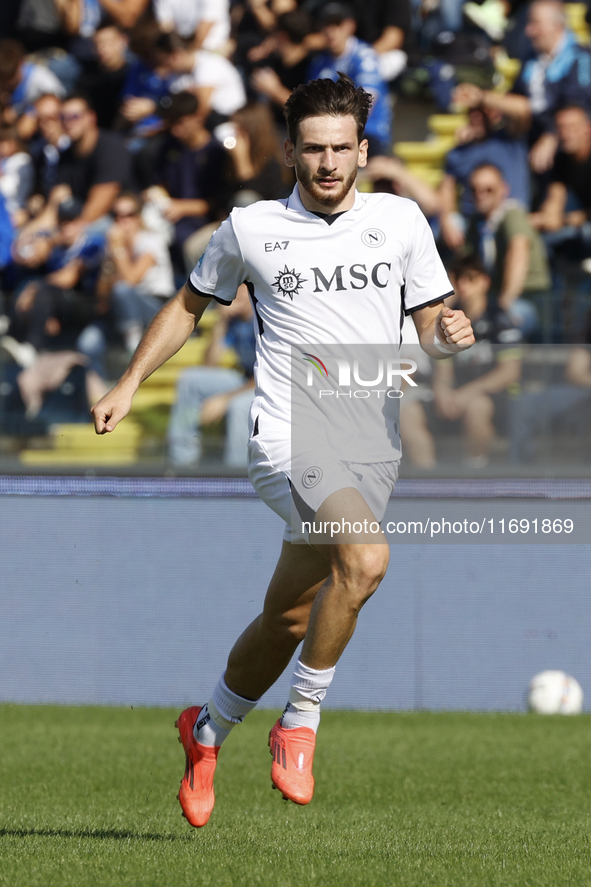 Napoli's Khvicha Kvaratskhelia is in action during the Serie A soccer match between Empoli FC and SSC Napoli at Stadio Carlo Castellani in E...