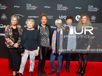 Renate Hellwig, Gabriele Stoetzer, Amrei Bauer, Marina Grasse, and Solveig Leo appear on the red carpet during the photocall of ''Die Unbeug...