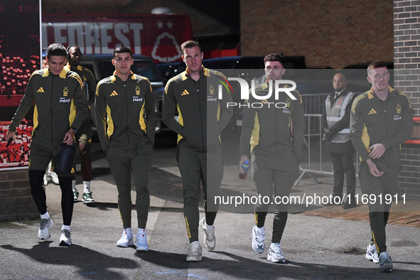 Nicolas Dominguez, Ramon Sosa, Chris Wood, Neco Williams, and Elliott Anderson of Nottingham Forest participate in the Premier League match...