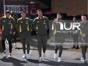 Nicolas Dominguez, Ramon Sosa, Chris Wood, Neco Williams, and Elliott Anderson of Nottingham Forest participate in the Premier League match...