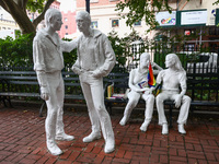 Gay Liberation sculpture by George Segal in Christopher Park in Greenwich Village in New York City, United States of America on July 7th, 20...